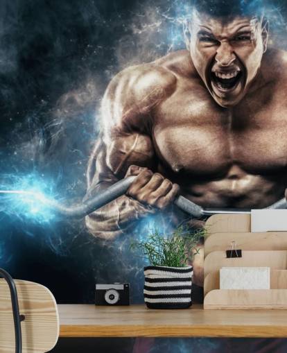 poderoso fisiculturista homem levantando peso papel de parede poderoso fisiculturista homem levantando peso papel de parede