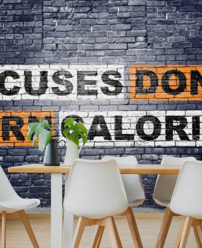 graffiti style gym wallpaper mural called No More Excuses Graffiti for gyms and home gyms graffiti style gym wallpaper mural called No More Excuses Graffiti for gyms and home gyms