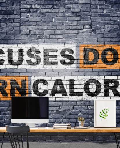 graffiti-tyylinen kuntosali taustakuvamaalaus nimeltä No More Excuses Graffiti kuntosaleille ja kotikuntosaleille graffiti-tyylinen kuntosali taustakuvamaalaus nimeltä No More Excuses Graffiti kuntosaleille ja kotikuntosaleille