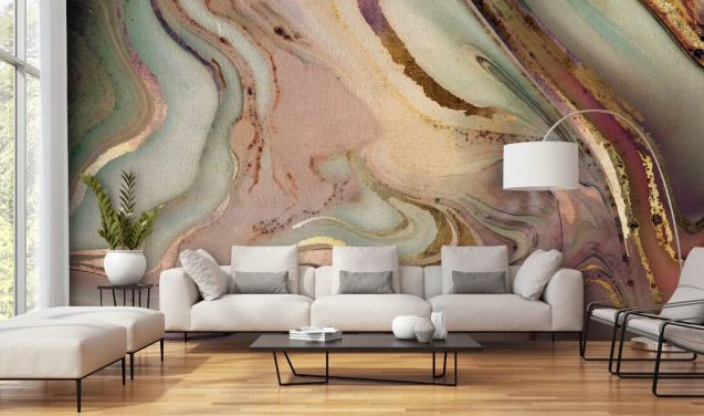 papel de parede geode em tons pastel