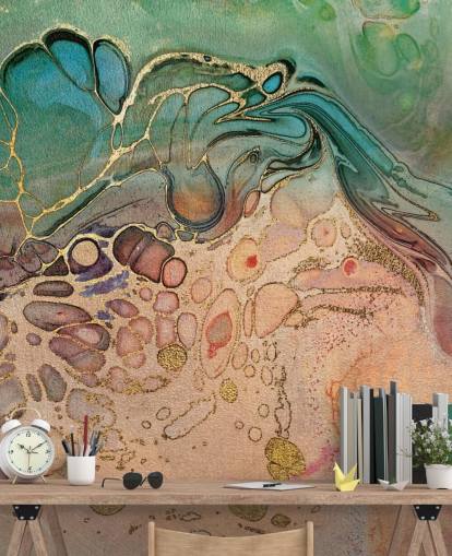 papel de parede de efeito de mármore rosa, azul e verde papel de parede de efeito de mármore rosa, azul e verde