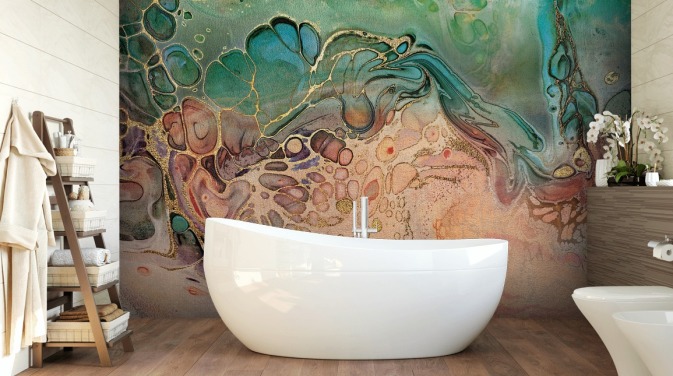 pink, blue and green toned marble effect wallpaper