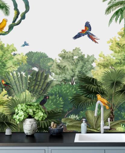 rainforest with parrots wallpaper rainforest with parrots wallpaper