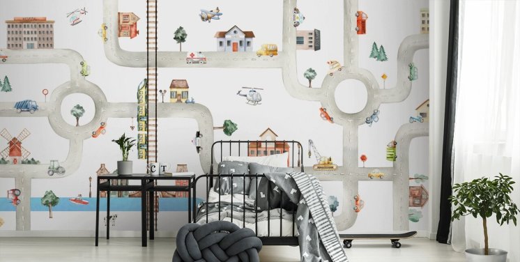 street, road and vehicle kids wallpaper