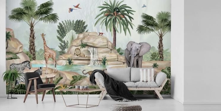 african animals in safari setting wallpaper
