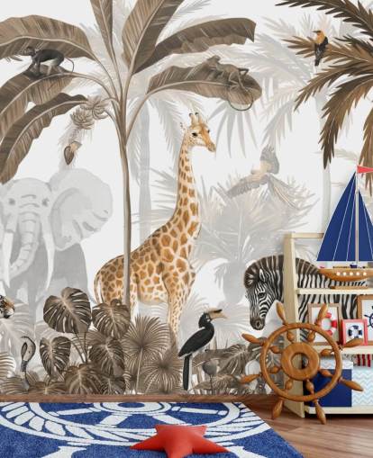 animali nella carta da parati color seppia della giungla animali nella carta da parati color seppia della giungla