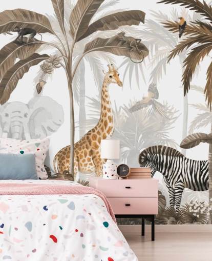 dieren in sepiakleurig junglebehang dieren in sepiakleurig junglebehang