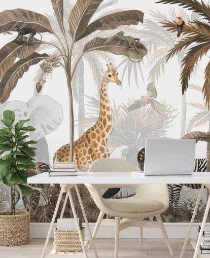 animals in sepia toned jungle wallpaper animals in sepia toned jungle wallpaper