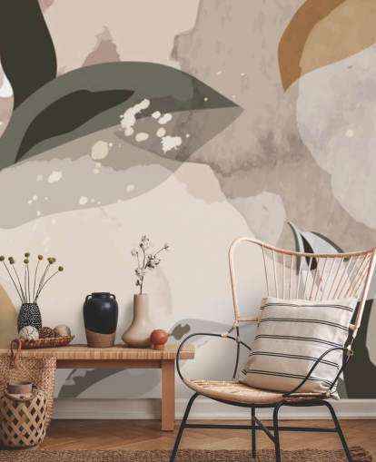 beige og brune abstrakte blade tapet beige og brune abstrakte blade tapet