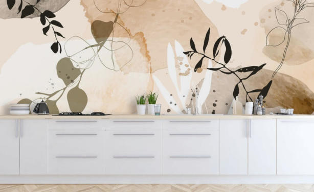 beige botanisk tapet