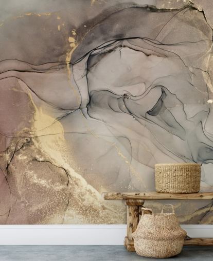 rokerig grijs en paars en goud marmereffect behang rokerig grijs en paars en goud marmereffect behang