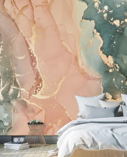 pastel tones in pink and green watercolour wallpaper mural called Pastel Hues for bedrooms, bathrooms and kitchens pastel tones in pink and green watercolour wallpaper mural called Pastel Hues for bedrooms, bathrooms and kitchens