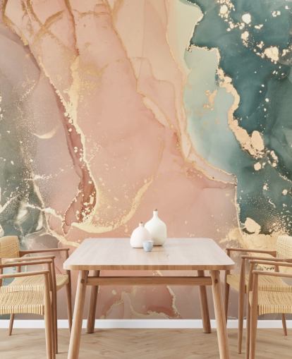 Pastelltöne in rosa und grünen Aquarell-Tapeten namens Pastel Hues für Schlafzimmer, Badezimmer und Küchen Pastelltöne in rosa und grünen Aquarell-Tapeten namens Pastel Hues für Schlafzimmer, Badezimmer und Küchen