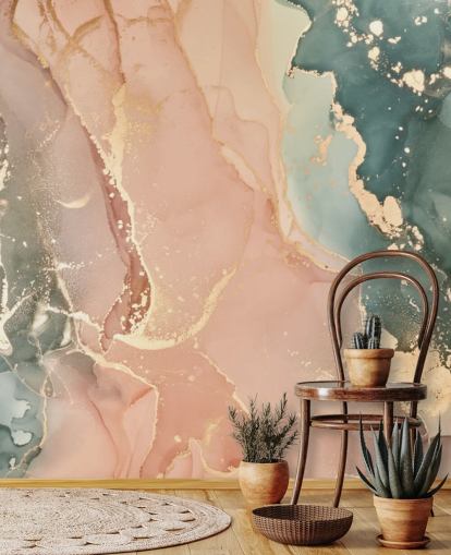 pastel tones in pink and green watercolour wallpaper mural called Pastel Hues for bedrooms, bathrooms and kitchens pastel tones in pink and green watercolour wallpaper mural called Pastel Hues for bedrooms, bathrooms and kitchens