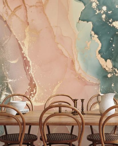 pastel tones in pink and green watercolor wallpaper mural called Pastel Hues for bedrooms, bathrooms and kitchens pastel tones in pink and green watercolor wallpaper mural called Pastel Hues for bedrooms, bathrooms and kitchens
