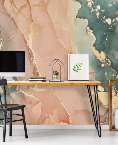 Pastelltöne in rosa und grünen Aquarell-Tapeten namens Pastel Hues für Schlafzimmer, Badezimmer und Küchen Pastelltöne in rosa und grünen Aquarell-Tapeten namens Pastel Hues für Schlafzimmer, Badezimmer und Küchen