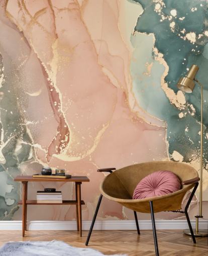 mural de papel pintado de acuarela en tonos pastel en rosa y verde llamado Pastel Hues para dormitorios, baños y cocinas mural de papel pintado de acuarela en tonos pastel en rosa y verde llamado Pastel Hues para dormitorios, baños y cocinas