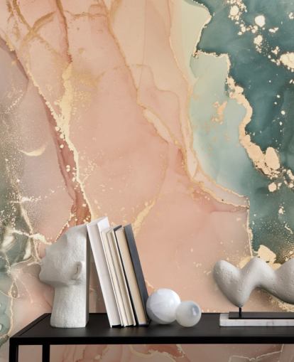 pastel tones in pink and green watercolour wallpaper mural called Pastel Hues for bedrooms, bathrooms and kitchens pastel tones in pink and green watercolour wallpaper mural called Pastel Hues for bedrooms, bathrooms and kitchens