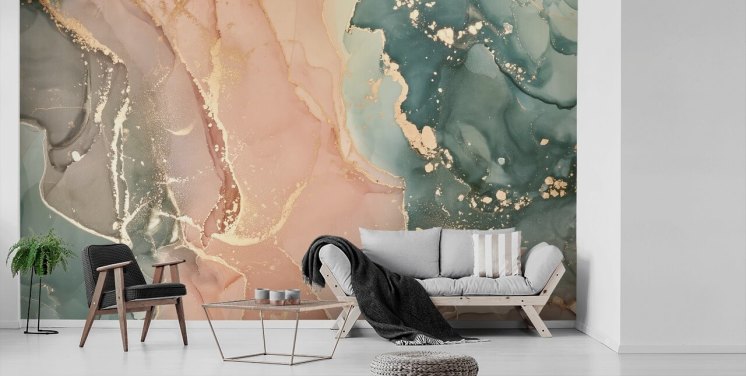 papier peint aquarelle aux tons pastel en rose et vert appelé Pastel Hues pour les chambres, les salles de bain et les cuisines