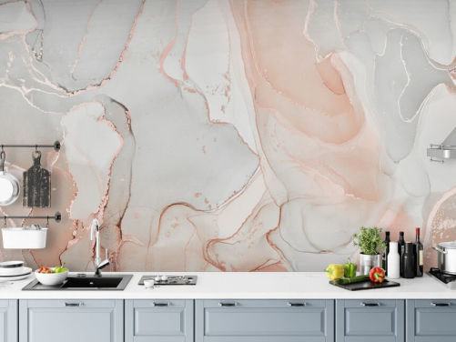 off white och persika rosa marmor tapeter