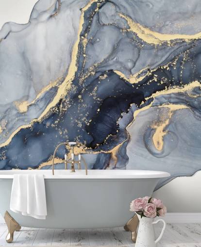 dark blue and gold customisable marble wallpaper mural called Beautiful Blue for kitchens or bathrooms dark blue and gold customisable marble wallpaper mural called Beautiful Blue for kitchens or bathrooms