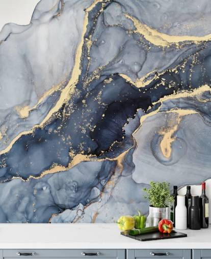 dark blue and gold customizable marble wallpaper mural called Beautiful Blue for kitchens or bathrooms dark blue and gold customizable marble wallpaper mural called Beautiful Blue for kitchens or bathrooms