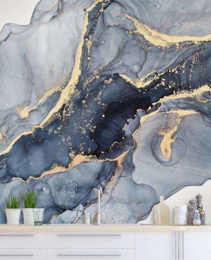 dark blue and gold customizable marble wallpaper mural called Beautiful Blue for kitchens or bathrooms dark blue and gold customizable marble wallpaper mural called Beautiful Blue for kitchens or bathrooms