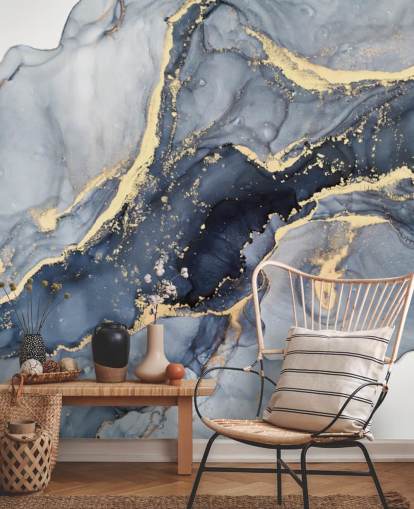 dark blue and gold customisable marble wallpaper mural called Beautiful Blue for kitchens or bathrooms dark blue and gold customisable marble wallpaper mural called Beautiful Blue for kitchens or bathrooms
