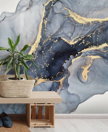 Wandbild aus Marmor in Dunkelblau und Gold, personalisierbar, mit dem Namen Beautiful Blue, für Küchen oder Badezimmer Wandbild aus Marmor in Dunkelblau und Gold, personalisierbar, mit dem Namen Beautiful Blue, für Küchen oder Badezimmer