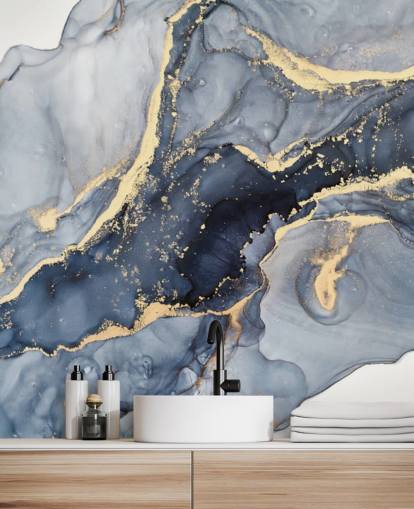 Wandbild aus Marmor in Dunkelblau und Gold, personalisierbar, mit dem Namen Beautiful Blue, für Küchen oder Badezimmer Wandbild aus Marmor in Dunkelblau und Gold, personalisierbar, mit dem Namen Beautiful Blue, für Küchen oder Badezimmer