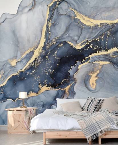 dark blue and gold customisable marble wallpaper mural called Beautiful Blue for kitchens or bathrooms dark blue and gold customisable marble wallpaper mural called Beautiful Blue for kitchens or bathrooms