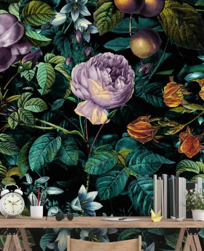 papier peint rose foncé à fleurs violettes papier peint rose foncé à fleurs violettes