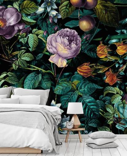 papel de parede rosa roxa floral escuro papel de parede rosa roxa floral escuro