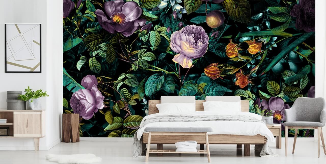 mørk floral lilla rose tapet mørk floral lilla rose tapet