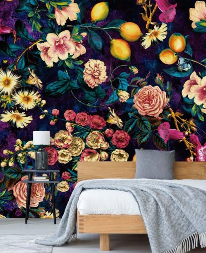 donker fruit- en bloemenbehang donker fruit- en bloemenbehang