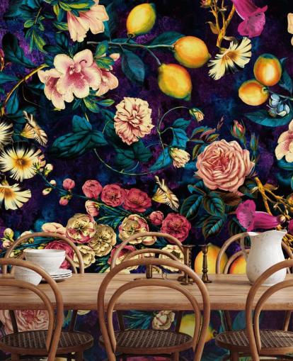 dark fruit and floral wallpaper dark fruit and floral wallpaper