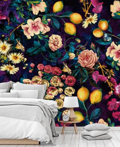 dark fruit and floral wallpaper dark fruit and floral wallpaper