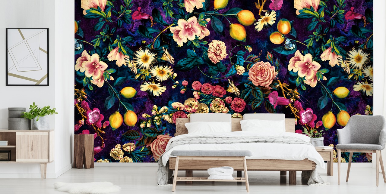 dark fruit and floral wallpaper dark fruit and floral wallpaper