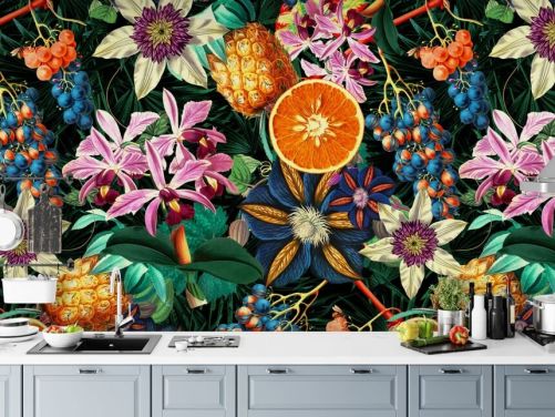 fruit and flowers wallpaper
