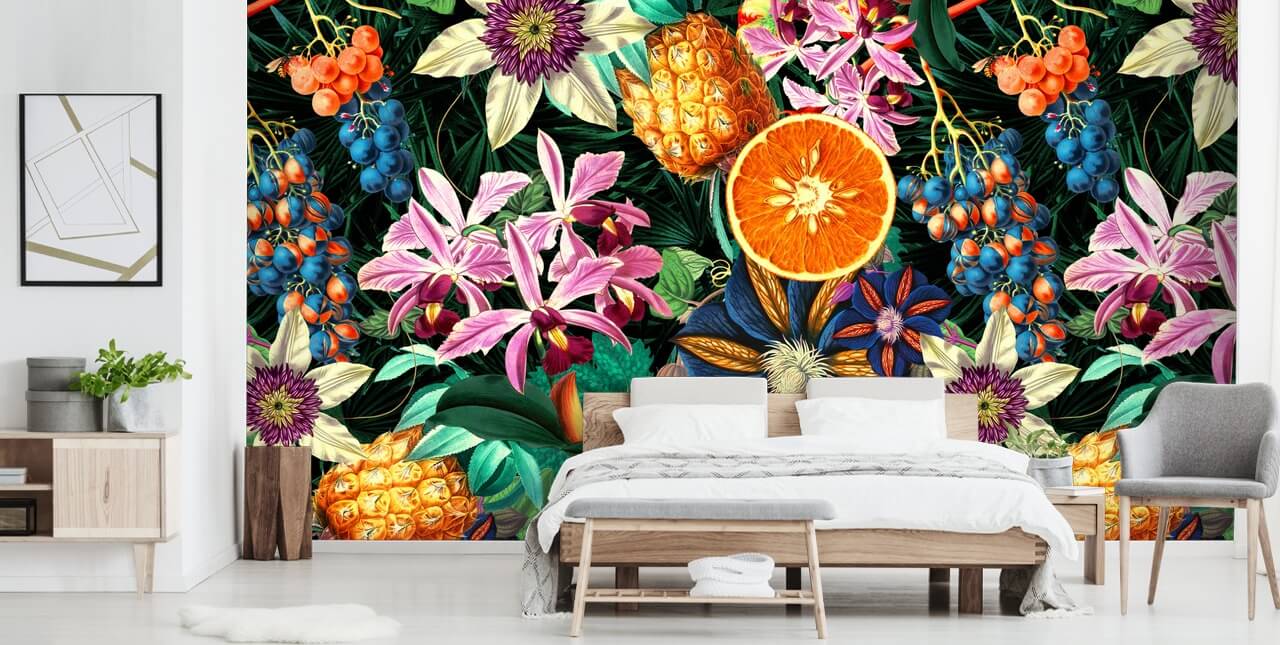 fruit and flowers wallpaper