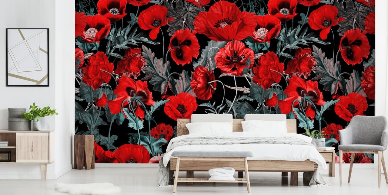 dark red poppies wallpaper