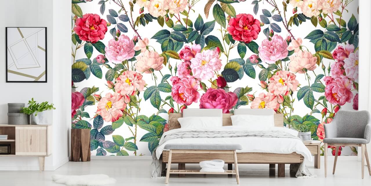 roses and leaves wallpaper
