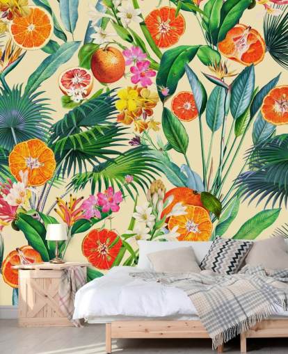 oranges and palm leaves wallpaper oranges and palm leaves wallpaper