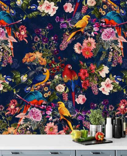 tropiske blomster og fugler tapet tropiske blomster og fugler tapet