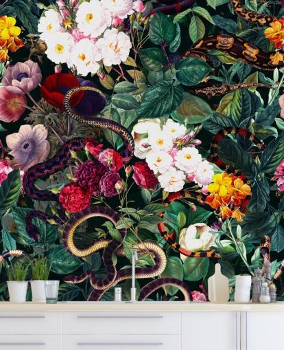 snake and flowers wallpaper snake and flowers wallpaper