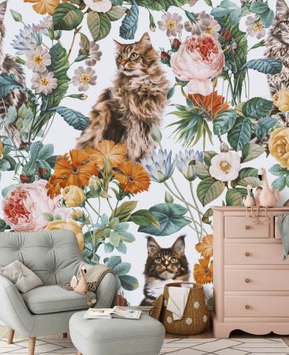katter og blomster tapet katter og blomster tapet