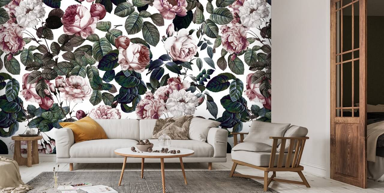 Dusty Pink Garden Wallpaper | Wallsauce US