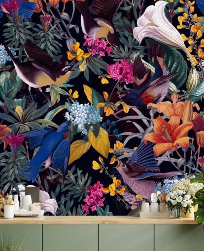colourful flowers and singing birds wallpaper colourful flowers and singing birds wallpaper
