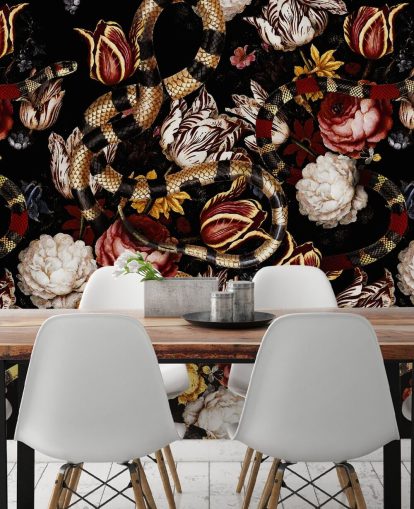 dark floral and snake wallpaper dark floral and snake wallpaper