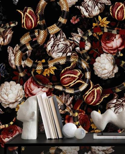 dark floral and snake wallpaper dark floral and snake wallpaper